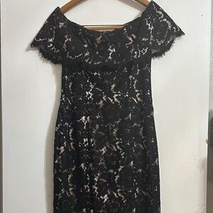 Eliza J Black Lace Off-Shoulder Mini Dress